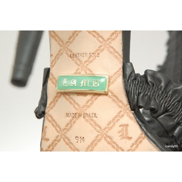 L.A.M.B. LITA RUFFLE SANDAL OPEN TOE PUMP BLACK 9 $335 - Picture 8 of 8